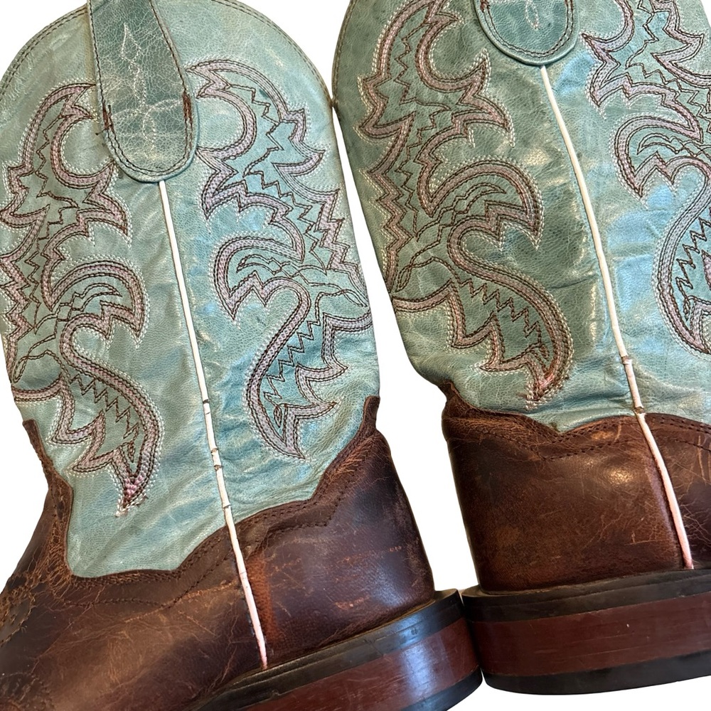 DAN POST DP2863 San Michelle Collection Stockman Boot in Turquoise/Brown Sz 7.5 - Picture 10 of 16